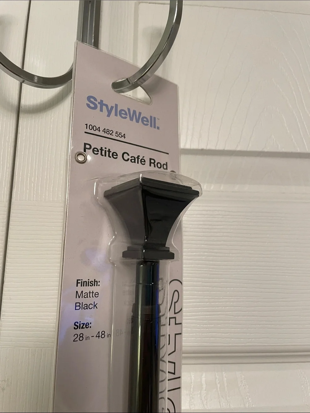 New StyleWell Petite Cafe Rod Black Matte Finish Curtain Rod 28-48” - 5/8”D